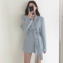[랜덤플레이] 허리 밴드 더블 포켓 블레이저 자켓