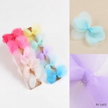 친구선물 파스텔 미듐 쉬폰 나비집게 여행 체육대회 헤어변신 졸업사진 스타일링 데이트 연인, 핑크