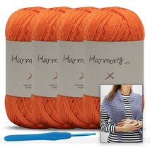 [니뜨] 어울림 뜨개실(40g)x4볼+모사용코바늘7/0호+어울림삼각숄도안, 924_오렌지