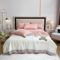 모모 여름이불 워싱 텐셀 편안하고 부드러운 자수 에어컨 여름 이불 4종 세트