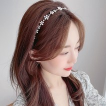 진주 허니 데이지 헤어밴드 얇은 와이어 큐빅 명품 여자 여성 비즈 보석 메탈 꽃 머리띠