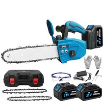 쿠파 21V 무선 12인치 전기톱 체인톱 충전식 전동톱, 1x배터리