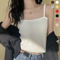 쏭걸 여성용 8컬러 스퀘어넥 골지 나시 크롭 탑 레이어드 비치웨어 바캉스룩