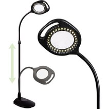 OttLite 2-in-1 LED 돋보기 바닥 및 테이블 조명 - 작업 램프 공예 램프 광학 등급 2개 스팟 4개 자연 일광 가정 사무실 작업장 기숙사, 블랙.