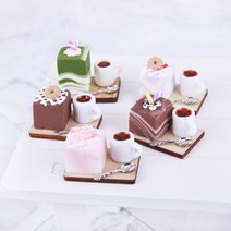 짱패브릭 인형 룸박스 미니어처 스펀지케이크커피세트, 벚꽃