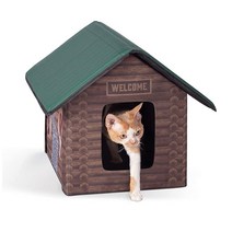 K&H PET PRODUCTS 오리지널 아웃도어 키티 하우스 고양이 쉘터 올리브 그린 18 X 22 17 인치510305, Cottage Design_Unheated
