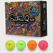 세인트나인 Q SOFT 소프트 컬러 3피스 골프공/12구/로고볼인쇄/선물포장, 4색혼합