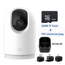 샤오미-Mijia 2K 1296P 카메라 PTZ 프로 버전 360 도 파노라마 스마트 IP 캠 블루투스 양방향 인터콤 홈, 범용 32GB SD