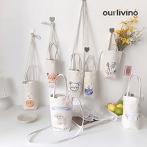 캔버스 드링크백 텀블러 캐리어 컵홀더 테이크아웃 에코백 보틀파우치 커피홀더, 지구토끼(3월30일출고)