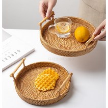 라탄 채반 볏짚받침 볏짚 받침대 공예품 캠핑 냄비 티코스터 식탁 매트 왕골 볏집 우드, 대(28CM)