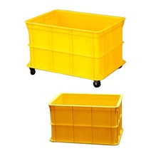 DI.co 농산물 공구함 보관 대형 플라스틱 원료 바구니 점보 노란 다용도 박스 130L 사각 상자 액체용기 운반, 1개