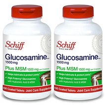 Schiff 글루코사민 1500mg 플러스 MSM 및 히알루론산 150정 - 관절 보충제 (2팩), 150 Count (Pack of 2), 2개