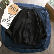 남자헨리넥셔츠 봄 차이나 셔츠 7부 소매 여름 린넨 루즈핏 Y16