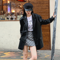 베이직 오버핏 레더 자켓 AG117348