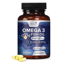 오메가 3 피쉬 오일 트리플 스트렝스 EPA DHA 산 GMO 프리 트림리스 레몬 맛 영양 소프트젤, 60 Count (Pack of 1)