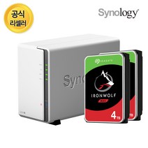 시놀로지 DS220j NAS 8TB [4TB x 2] 나스 NAS전용 씨게이트 HDD, DS220j + 4TB x 2