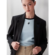 Kuho plus Color Block Ribbed Top 스카이블루