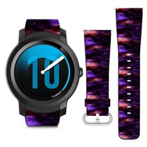 Ticwatch E2와 호환 // 22mm 가죽 교체용 팔찌 스트랩 손목 밴드 퀵 릴리즈 핀 // 다크 스페이스 성운 별
