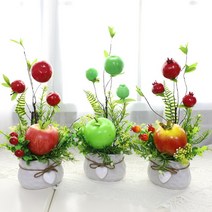 [(주)조아트] 풍수 인테리어 모형과일 하트 조화화분 중 1p, 하트과일화분(중)1P:석류