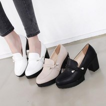 이나슈즈 진주 가보시 통굽 펌프스 7cm 키높이구두