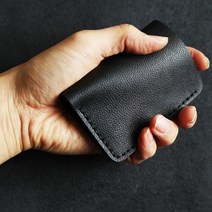 바보사랑 수제 가죽 지폐수납 카드지갑 시크블랙.에치펠레