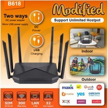 QOS VPN WPS 기능 300Mbps 네트워킹 CPE LTE 무선 모뎀 USB SIM 카드 라우터 4G 와이파이 핫스팟 컴퓨터 사무실 가정용 B618, Russia Version_미국 플러그