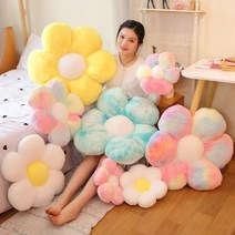플라워쿠션 꽃 베개 부드러운 해바라기 매트 소파 침대, green+30cm