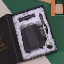 ZZJJC 아이디어 ins 뷰티 컵 사무실 대용량 머그컵 커피잔 뚜껑주걱 생일선물, 그레이 정팔각컵(선물세트)