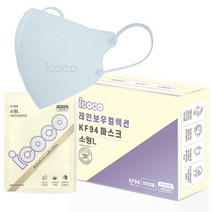아이코코 초이스 컬렉션 새부리형 마스크 KF94 소형 L, 라이트 블루, 1개, 30매입