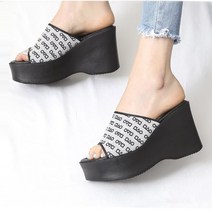 여성 통굽 슬리퍼 10cm 샌들 블랙 베이지 사무실 여름 검정