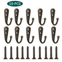 잡지꽂이 신문가판대 책전시대 화장실책꽂이 엽서진열대 레트로 스타일 벽걸이 코트 후크 나사 부착 무거운 하중 랙 주방 욕실 액세서리, 10 Pieces Bronze