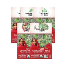 오가닉인디아 툴시 시나몬 로즈 32.4g 18티백 India Tulsi Tea Cinnamon Rose, 5팩