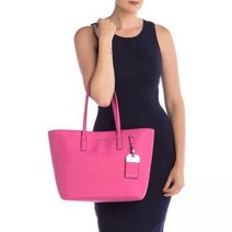 마크제이콥스 Marc Jacobs 러기지 태그 토트백 비비드 핑크 실버 레더 사첼