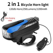 자전거벨WEST BIKING-자전거 경적 2 인 1 스마트 유도 사이클링 헤드 라이트 LED 방수 전면 램프 USB 자전, 06 298 Blue