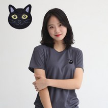 멋지군 쿨론 기능성 빅사이즈 고양이 자수 반팔 티셔츠
