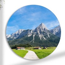 꾸밈데코_원형전면아크릴코팅액자_멀리보이는시골풍경(tg463)_라운드액자인테리어액자벽장식월데코벽걸이액자, 1.타입1