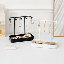 BLOWFISHFUGU 목걸이보관거치대 악세서리보석함 악세사리보관함 목걸이진열대 귀걸이 수납함, 2P, 블랙+화이트