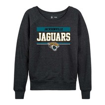 NFL 여성용 플러스 사이즈 차콜 크루넥 축구 의류 가벼운 슬라우치 래글런 소매 풀오버 506218, Jacksonville Jaguars - Charcoa