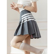 마롱패션 골프웨어 화이트 배색 언발 주름 스커트 골프 여성 치