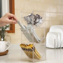 티타임 랙 믹스 스틱 커피 디스펜서 녹차 티백 보관함, 클리어 블랙, 색상:클리어 블랙