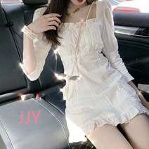 JJY 화이트 스퀘어넥 프릴 미니원피스 SY