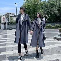 신혼여행 커플룩 허니문 원피스 커플티 휴양지 바캉스 시밀러룩 남성과 여성 위한 윈드 브레이커 자켓 가 커플 복장 기질 패션 하이 엔드 중간 길이 영국 스타일 캐주얼 코트