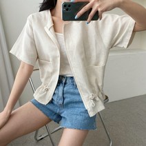 끄레아또레 시원한 린넨 라운드 멋스런 스트링 자켓