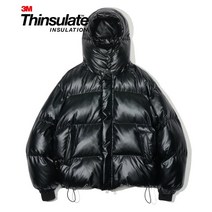 파르티멘토 3M 신슐레이트 페더리스 글로시 파카 푸퍼 숏패딩 블랙 Thinsulate Fatherless Glossy Parka Puffer Short Padding Black