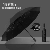 차량용햇빛가리개우산 가림막 차양막 자동차 용품 남녀공용 24 뼈 방풍 자동 우산 대형 3 접이식 햇빛가리개 UV 맑은 날 비 오는 방수, Black