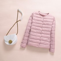런메시Runmecy 여성 숏패딩 라운드 다운 경량 패딩 점퍼 다운 자켓
