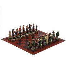 바둑판 세트 바이킹 테마 체스 32 조각 양각 가죽 보드 고게임 세트 럭셔리, 16 Robin Hood