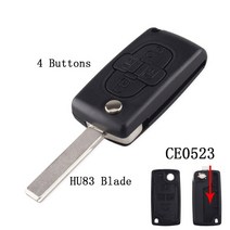 KEYYOU-원격 키 케이스 푸조 207 307 308 407 607 807 시트로엥 C2 C3 C4 C5 C6 플립 접이식 자동차 키 셸, 06 4 Buttons_01 For Peugeot