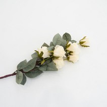 메종드노르딕 조화 실크플라워 장미 꽃 송이 가지, 빈티지 화이트