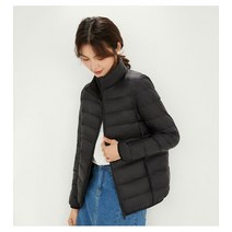 여성용 울트라 라이트 90% 화이트 덕 다운 재킷 긴 소매 파카 소프트 패브릭 짧은 탑 코트 윈드브, 01 Black